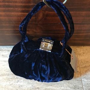 Vintage Dark Blue Cotillion Velvet Purse